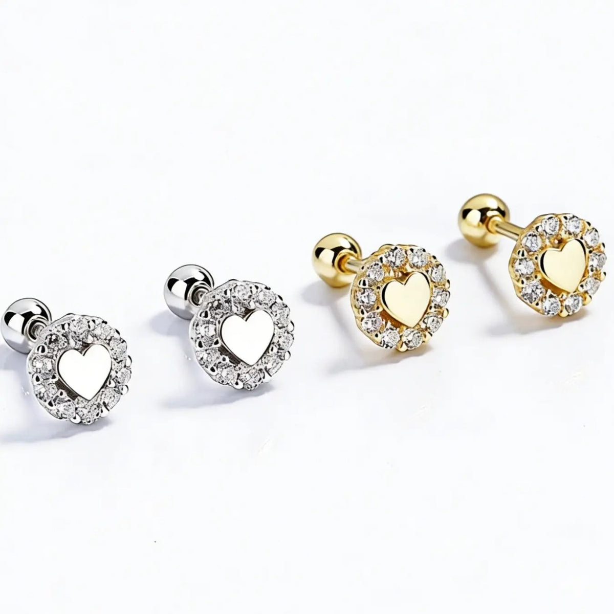 18k Elegant Heart Stud Earrings