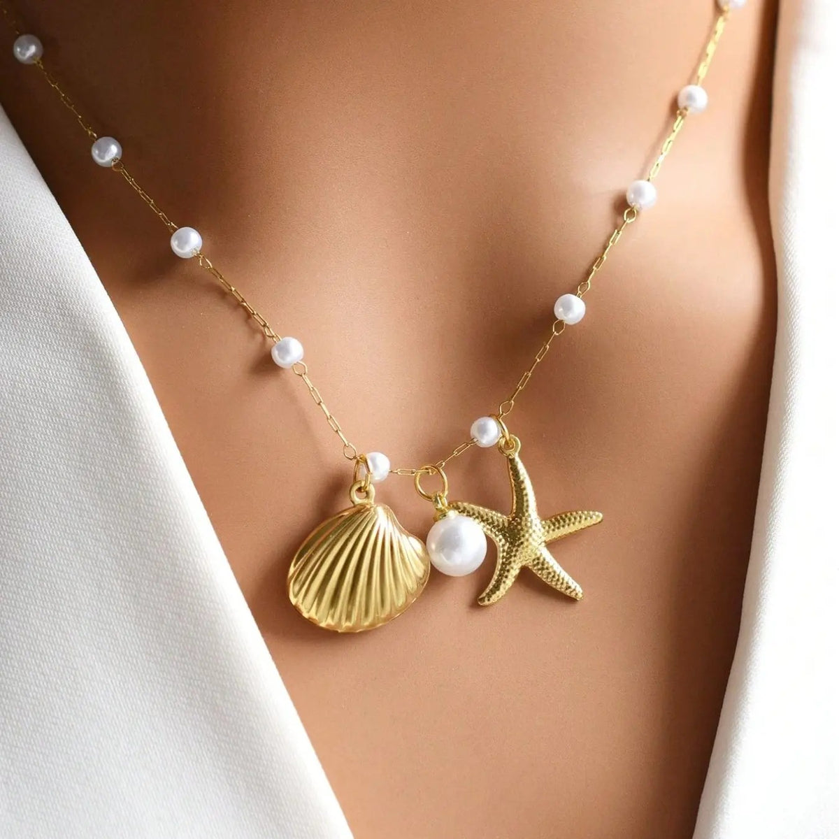 Pearl Shell Starfish Necklace
