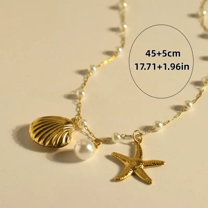 Pearl Shell Starfish Necklace