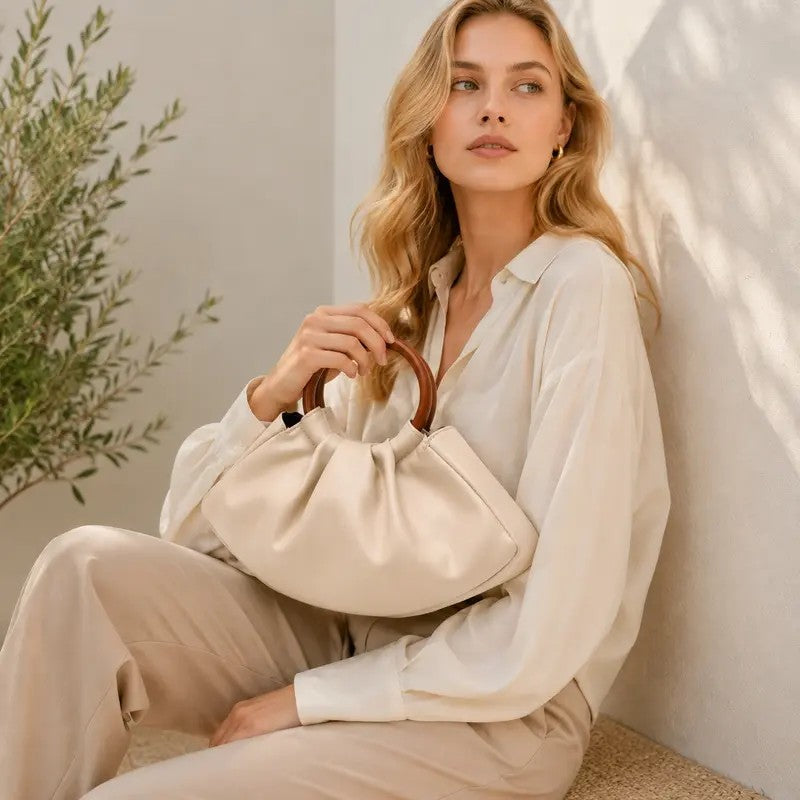 Elegant Ruched Top Handle Bag