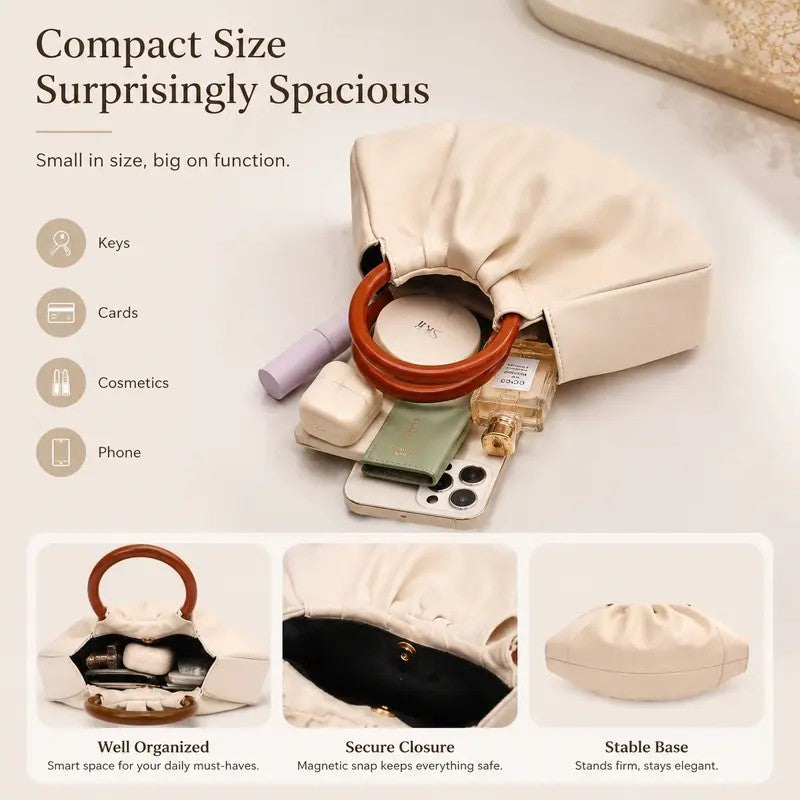 Elegant Ruched Top Handle Bag