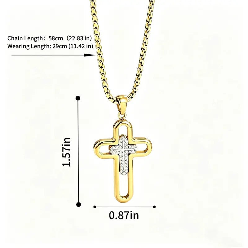 Minimal Geometric Cross Necklace
