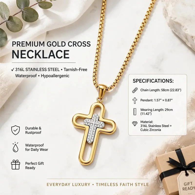 Minimal Geometric Cross Necklace