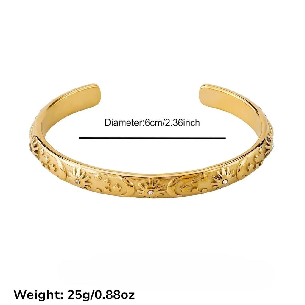 18k Vintage Sun Moon Cuff
