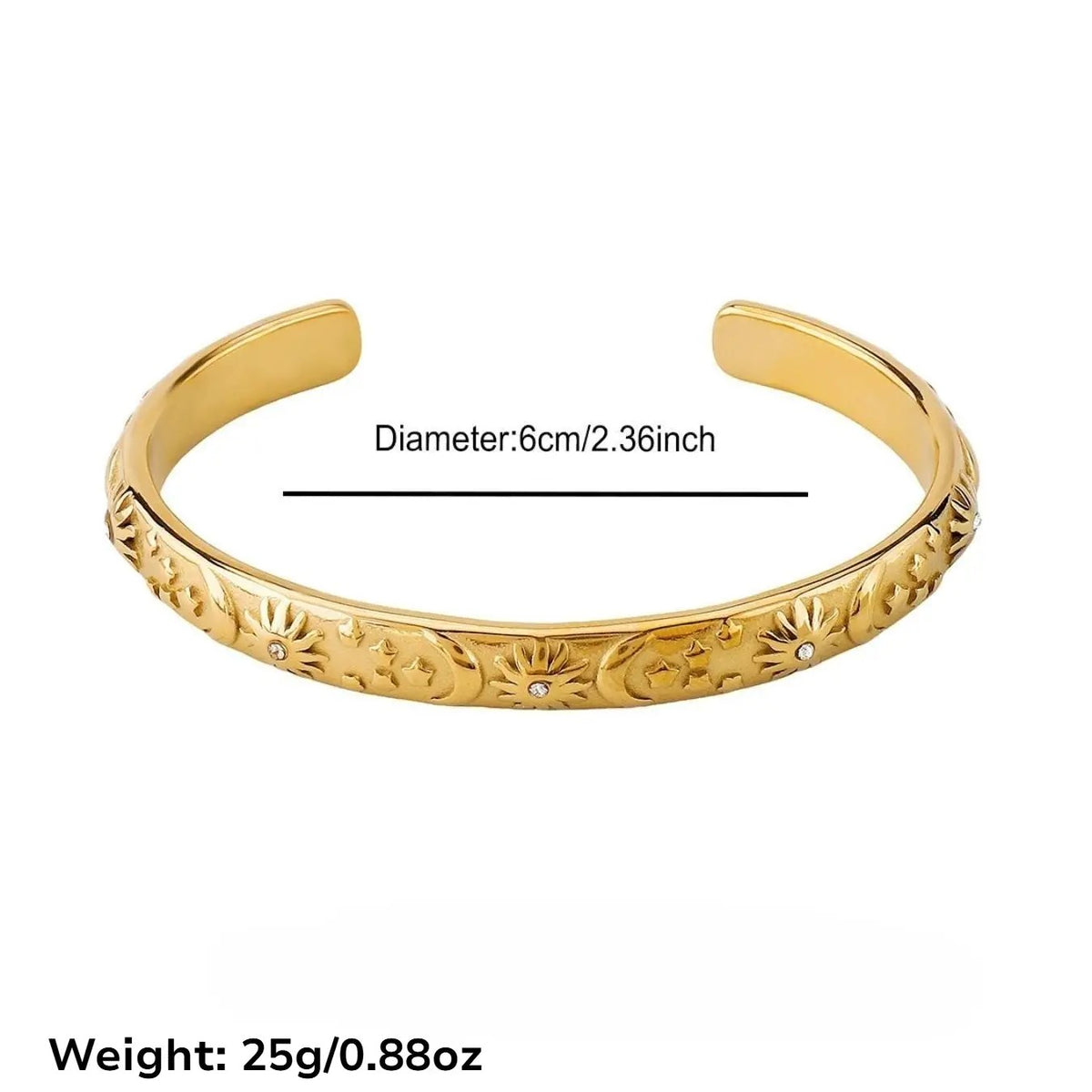 18k Vintage Sun Moon Cuff