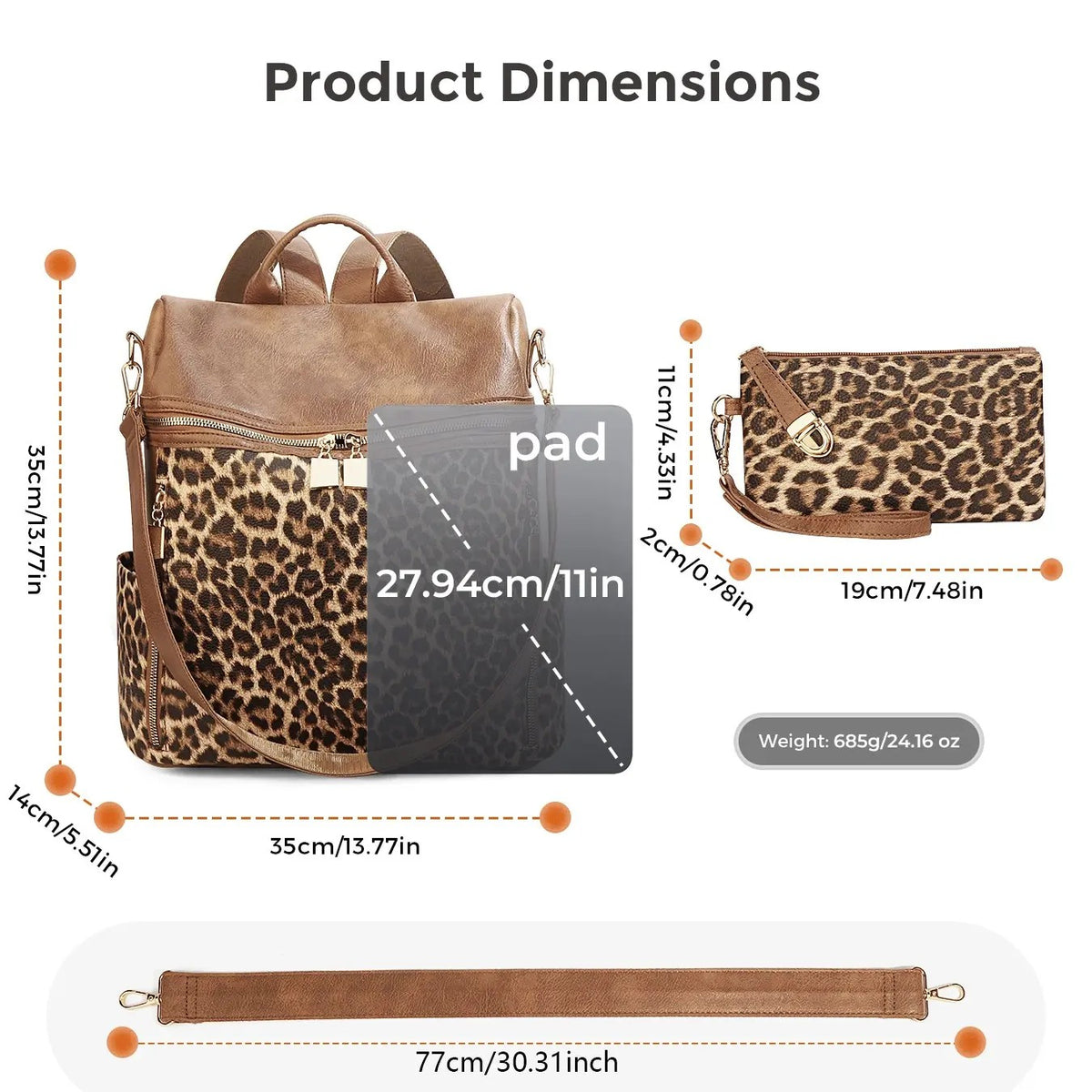 Leopard Print Backpack Set