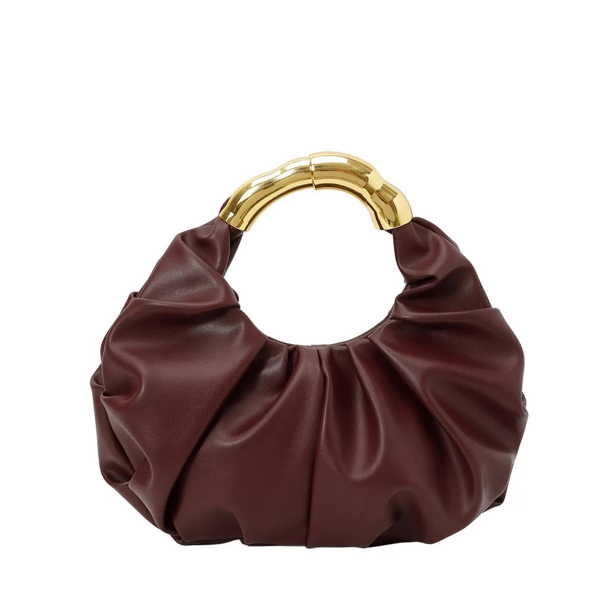 Elegant Pleated Bamboo Handle Bag