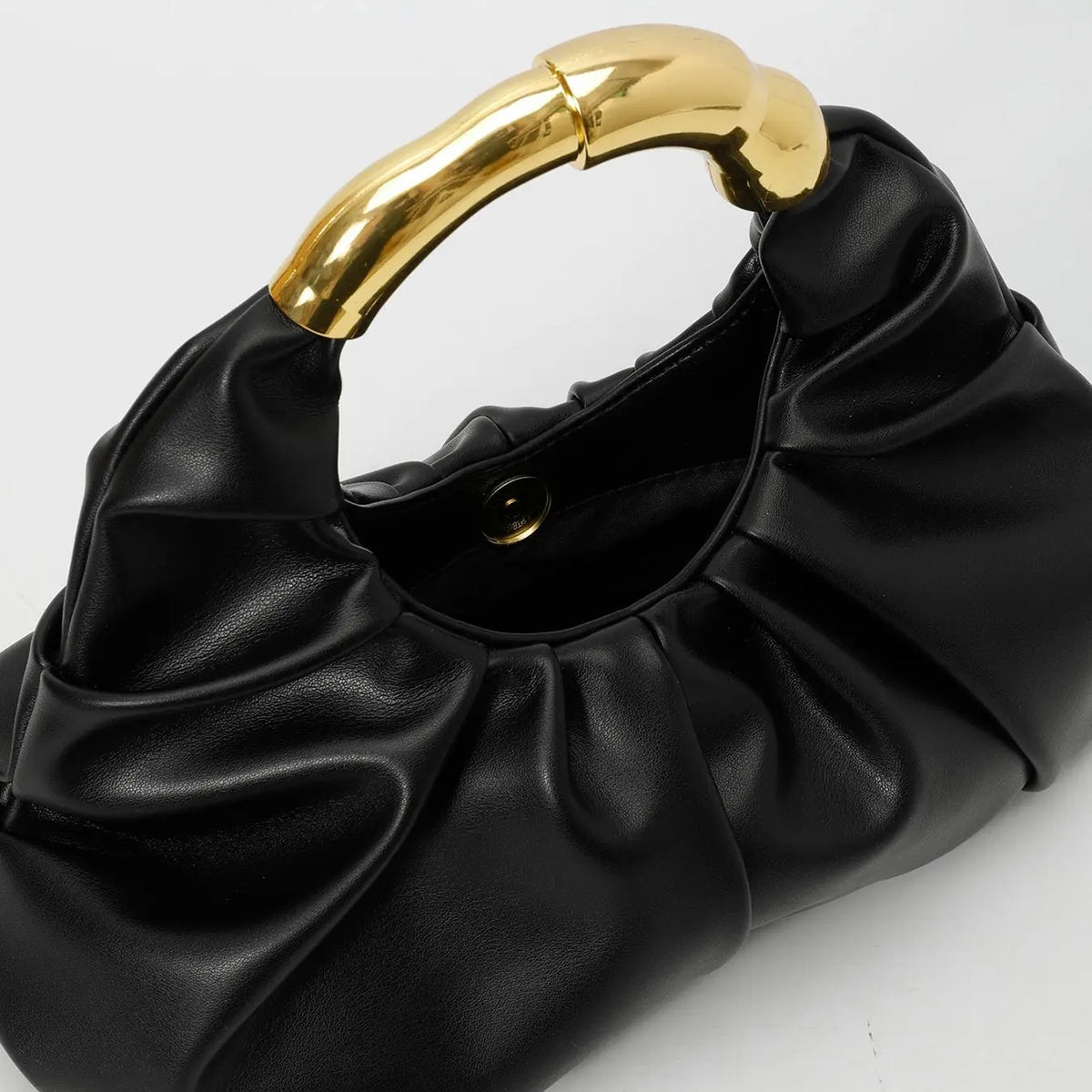 Elegant Pleated Bamboo Handle Bag