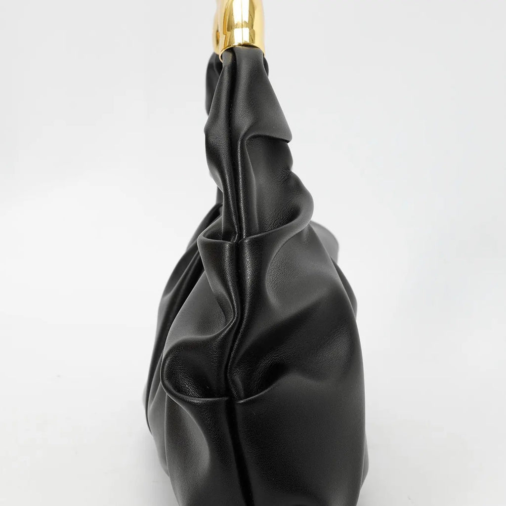 Elegant Pleated Bamboo Handle Bag