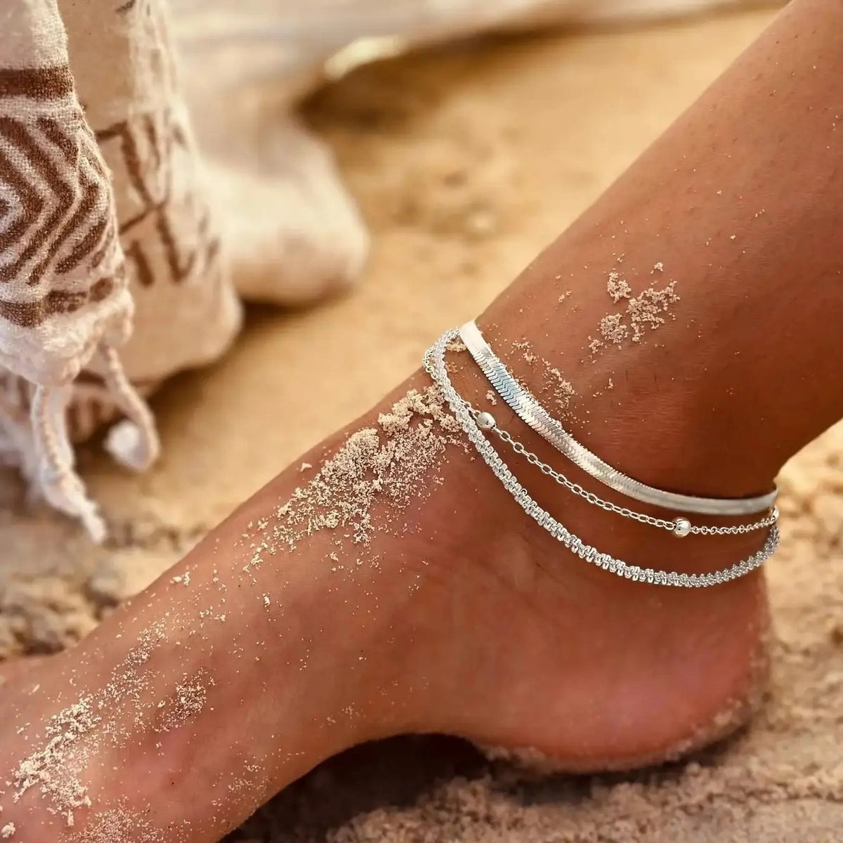 3PC Dainty Layered Anklet Set