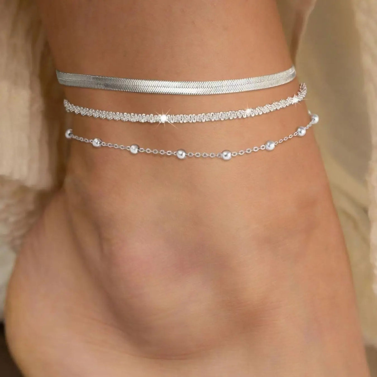 3PC Dainty Layered Anklet Set