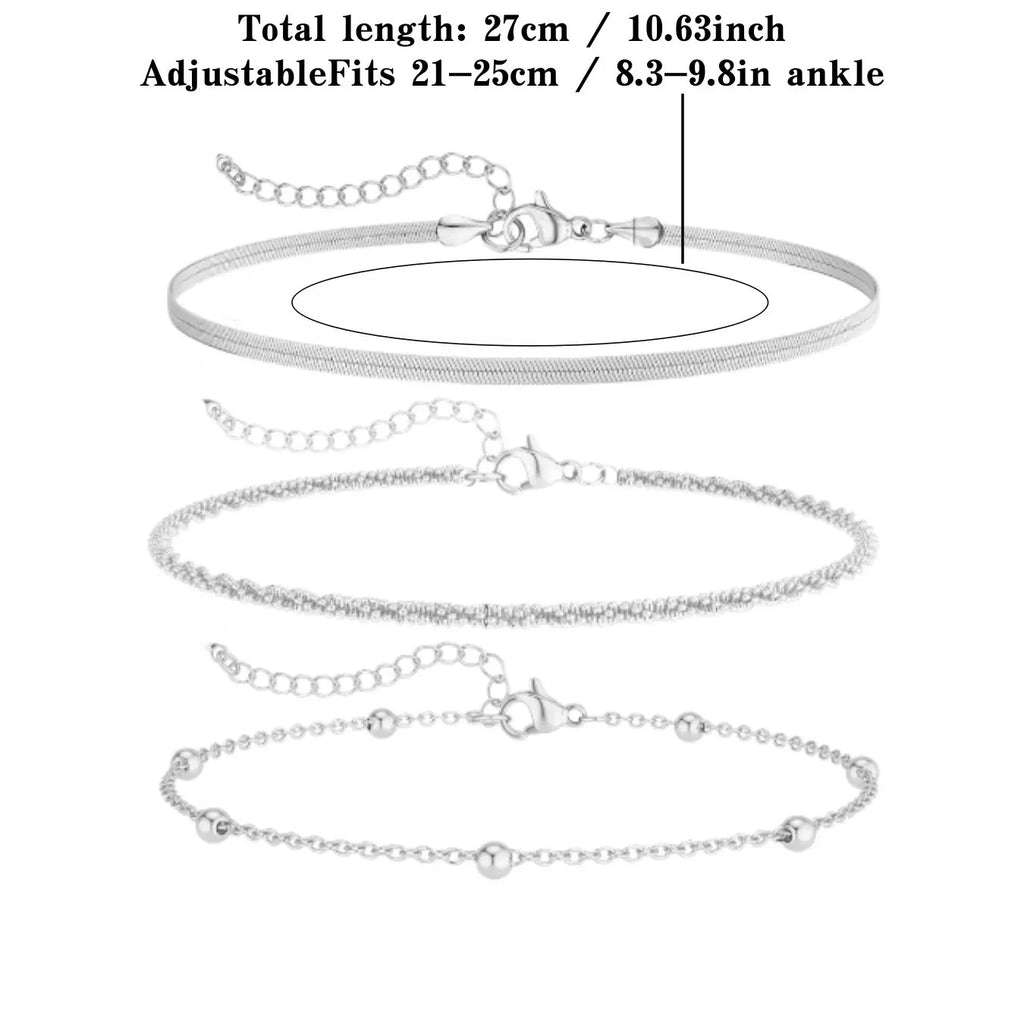 3PC Dainty Layered Anklet Set
