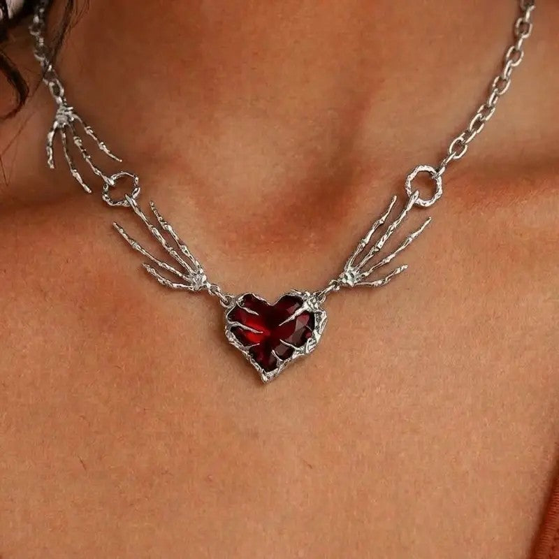 Vintage Skeleton Heart Necklace