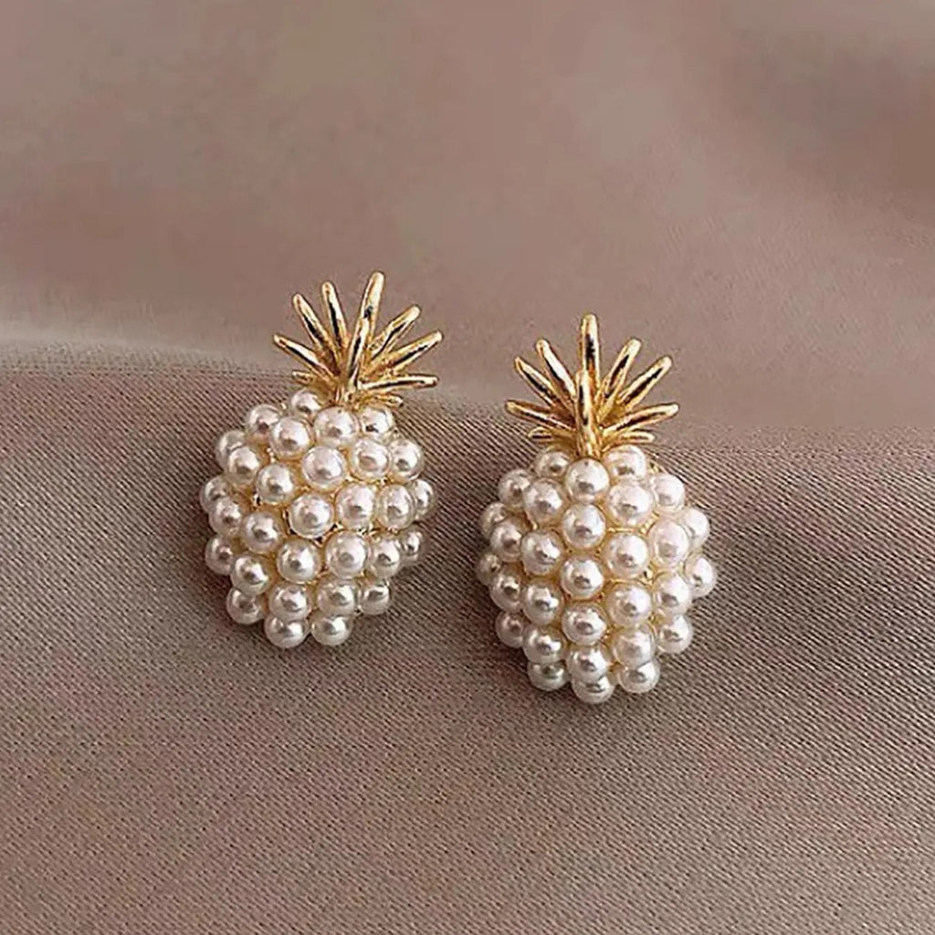 Elegant Pearl Pineapple Stud Earrings