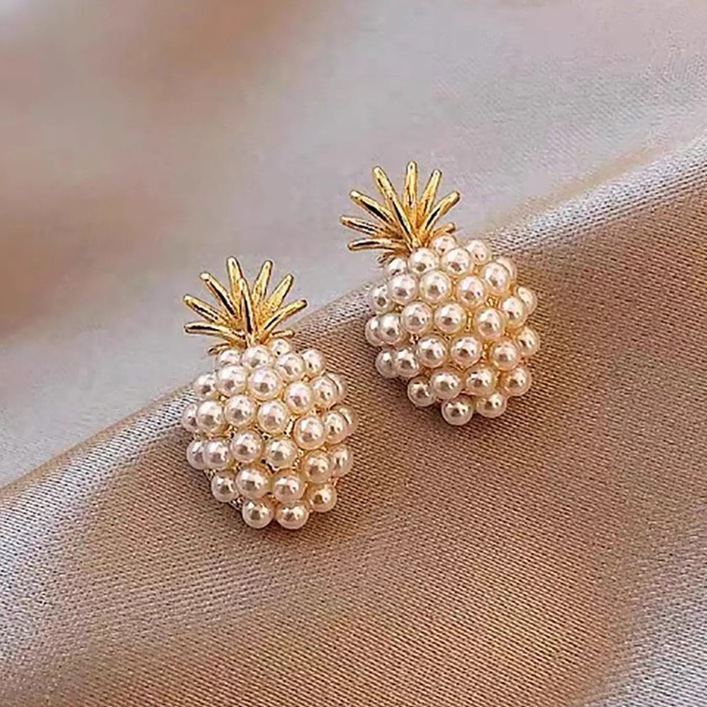 Elegant Pearl Pineapple Stud Earrings