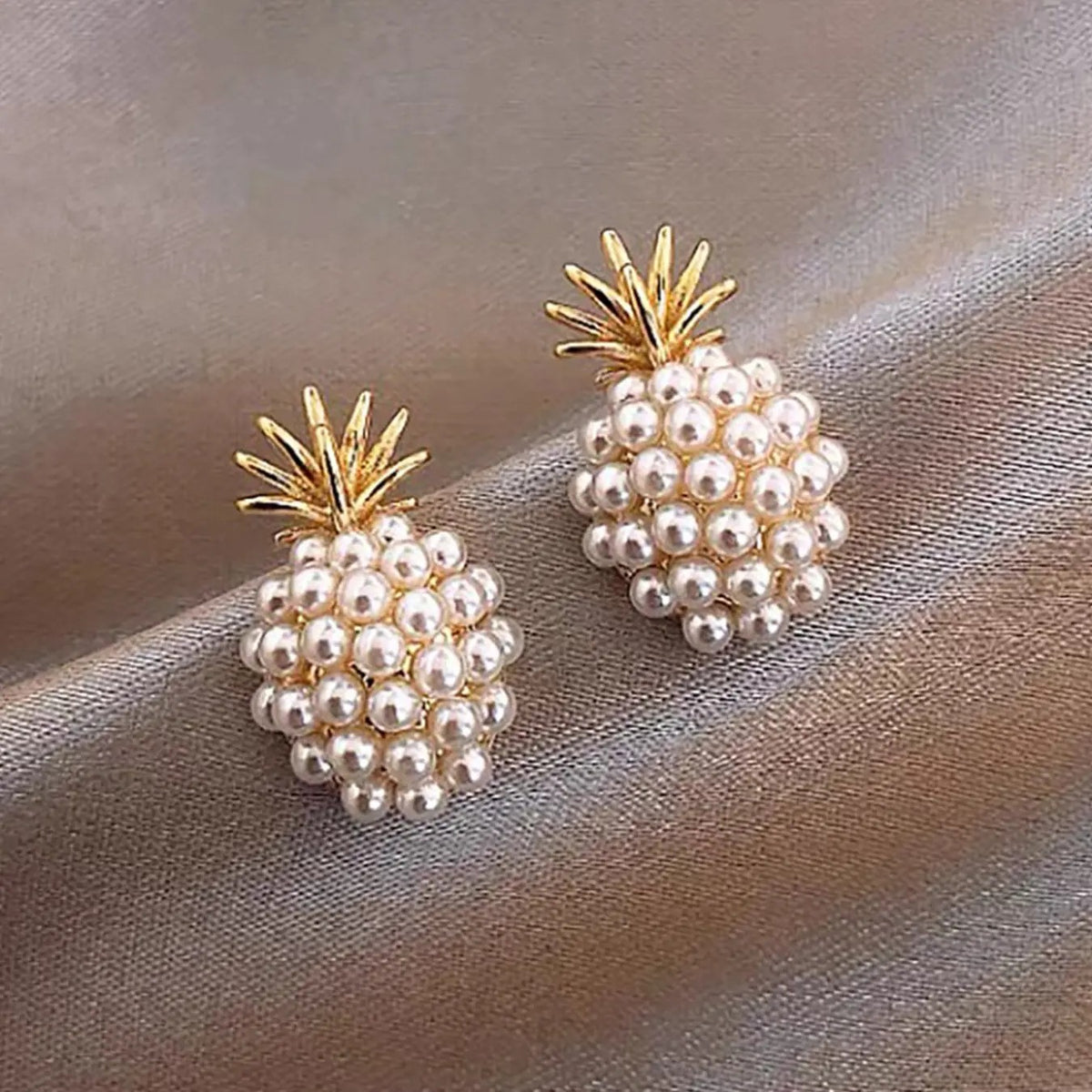 Elegant Pearl Pineapple Stud Earrings