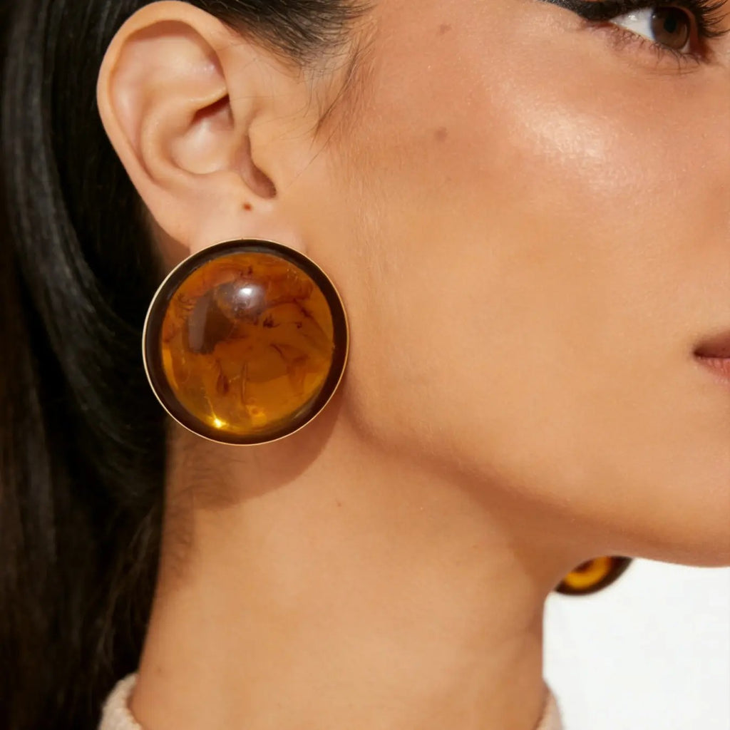 2PC Boho Amber Round Earrings