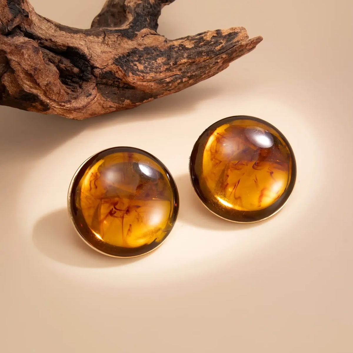 2PC Boho Amber Round Earrings