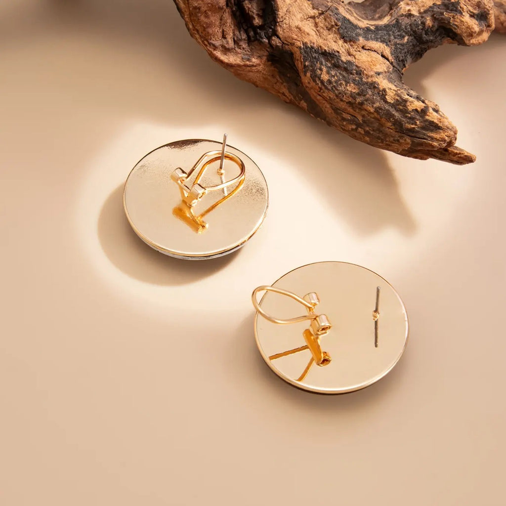 2PC Boho Amber Round Earrings