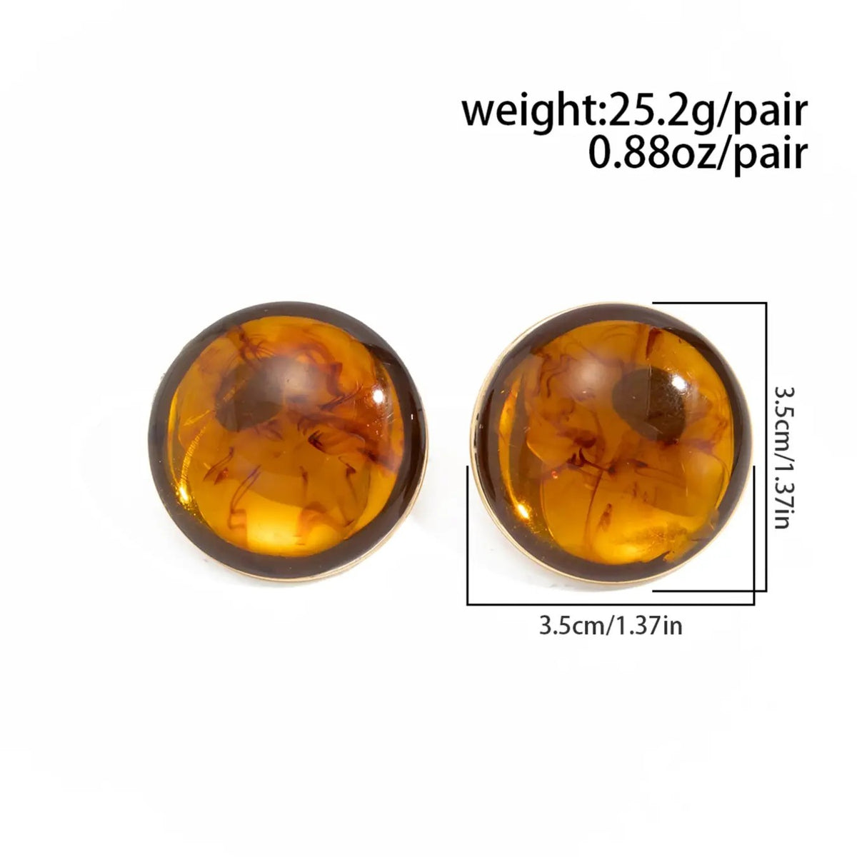 2PC Boho Amber Round Earrings