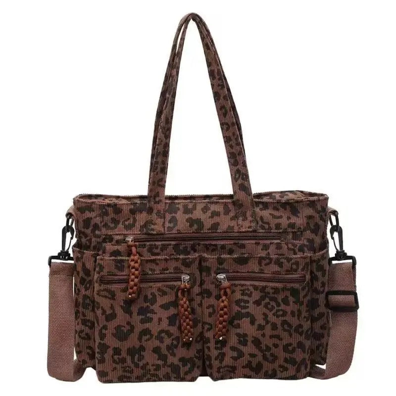 Leopard Corduroy Tote Bag