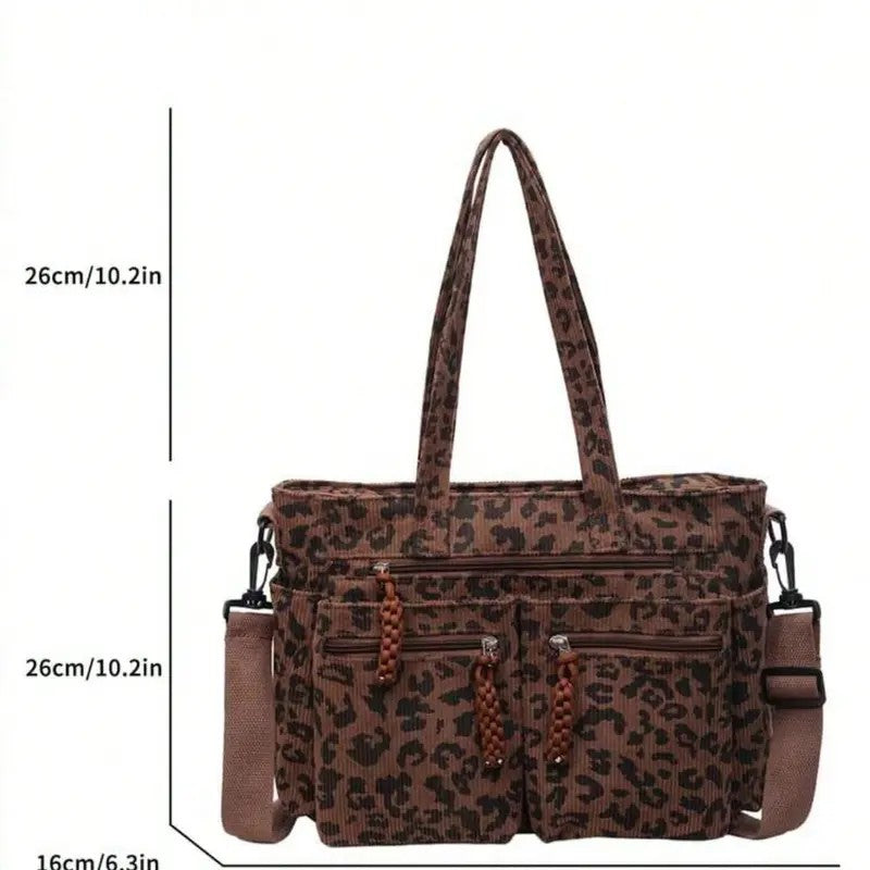 Leopard Corduroy Tote Bag