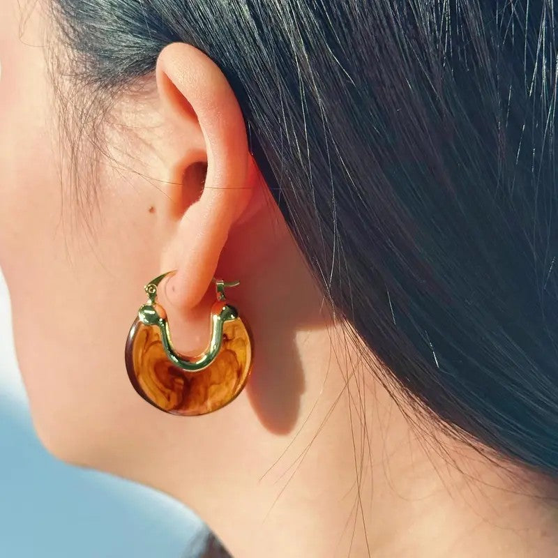 18k Tortoise Hoop Earrings