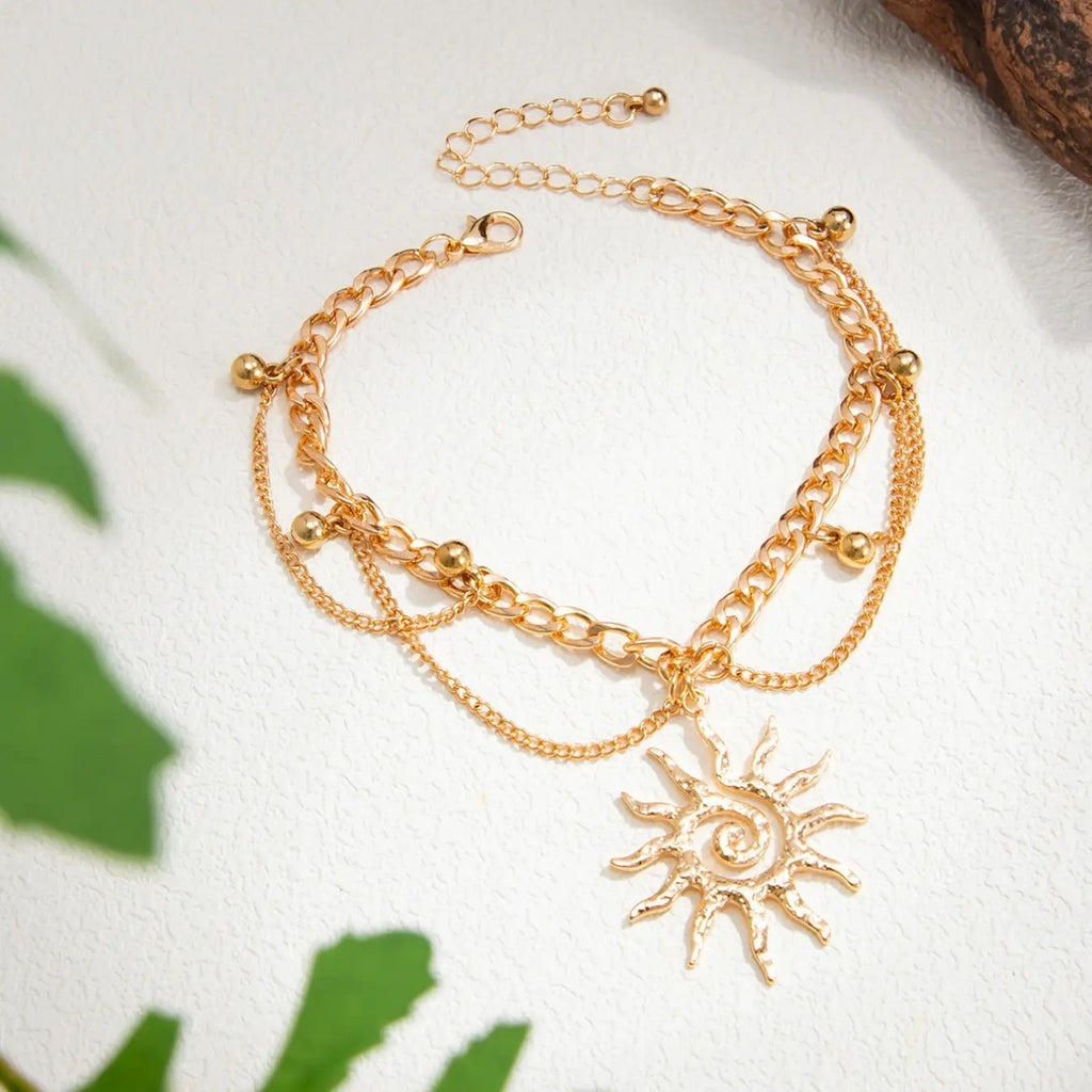 18k Boho Sun Anklet