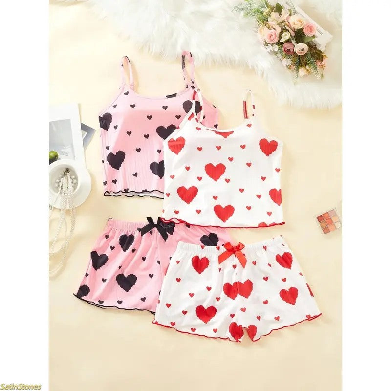 2PC Heart Print Lounge Set