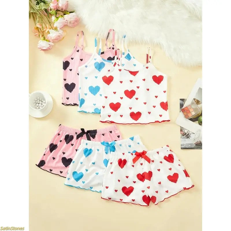 2PC Heart Print Lounge Set