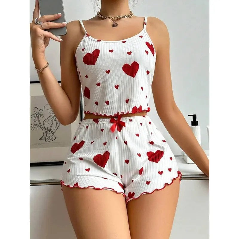 2PC Heart Print Lounge Set