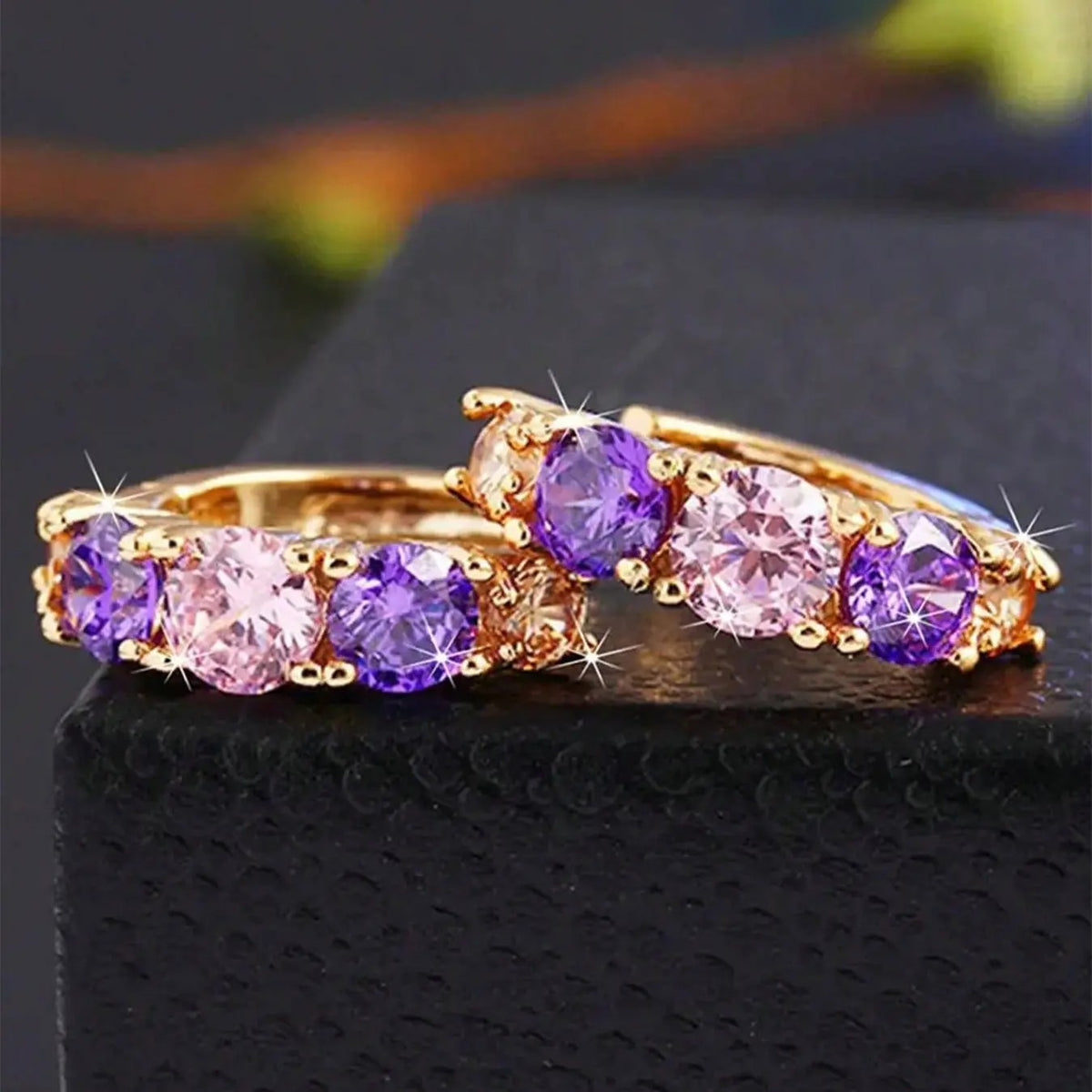 18k Elegant Crystal Hoop Earrings