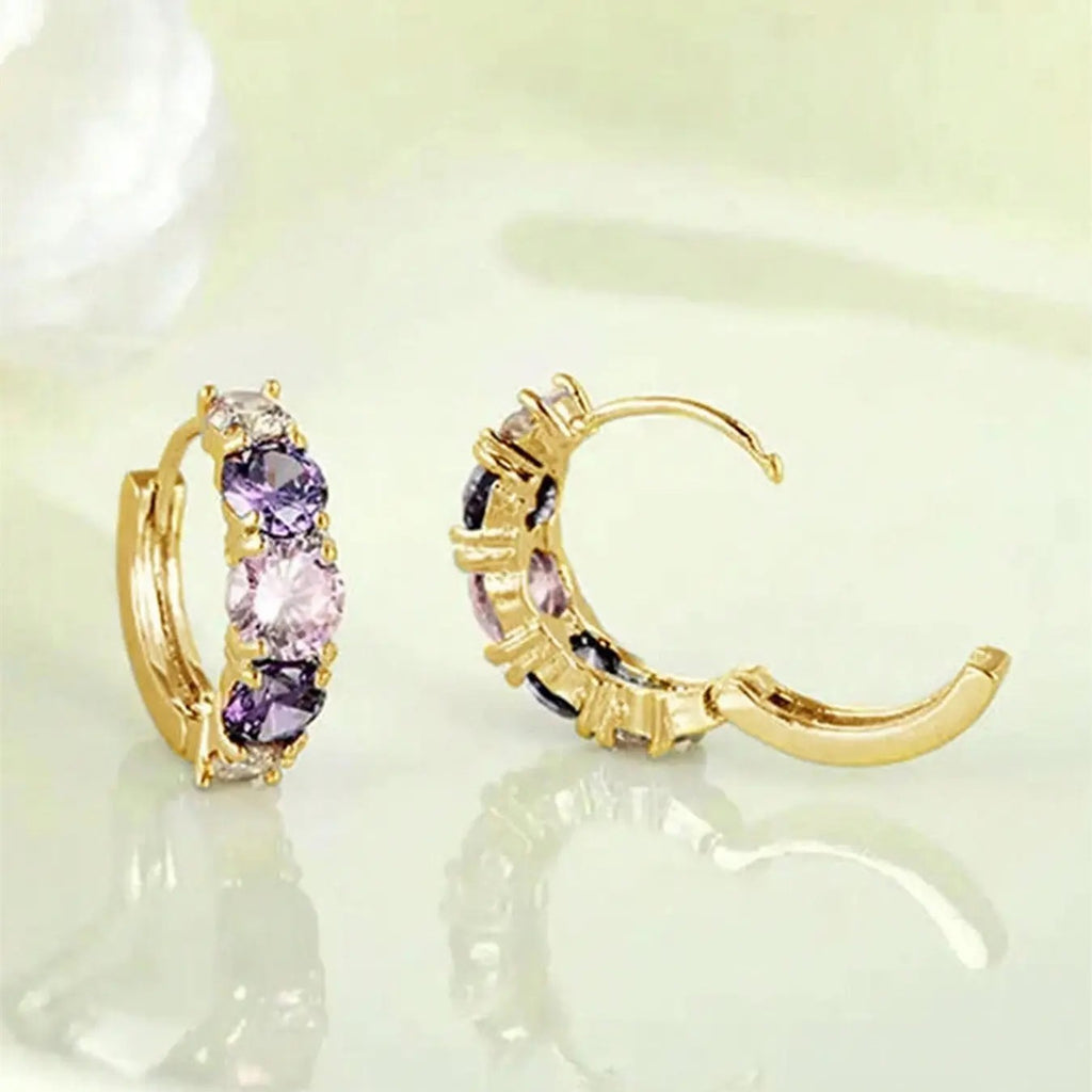 18k Elegant Crystal Hoop Earrings
