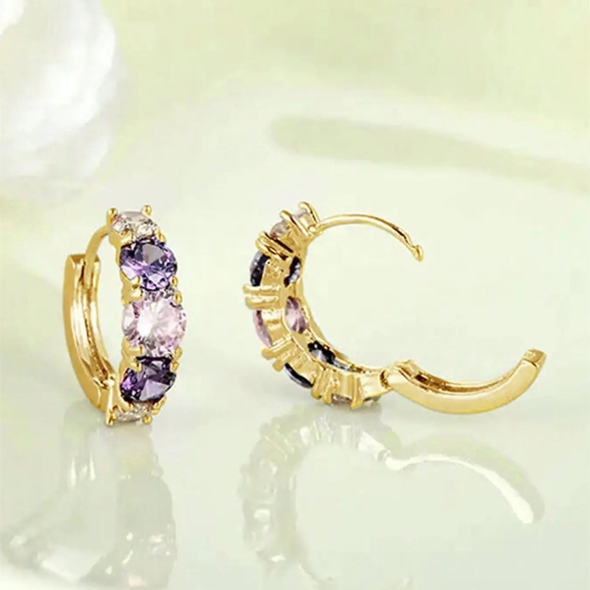 18k Elegant Crystal Hoop Earrings