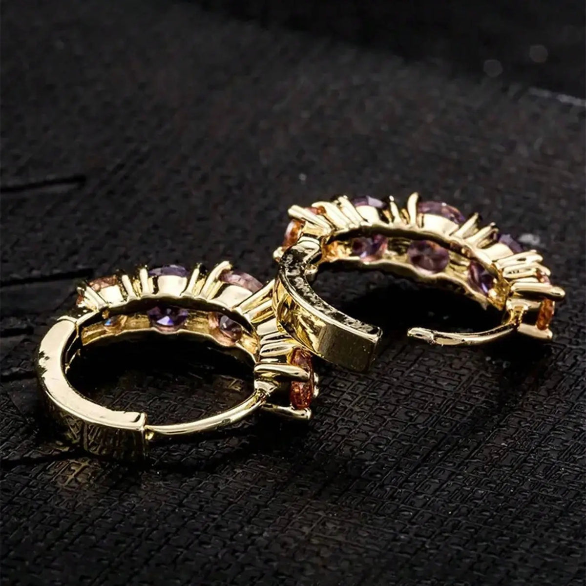 18k Elegant Crystal Hoop Earrings