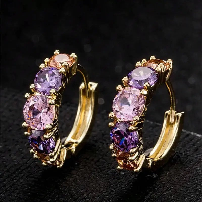 18k Elegant Crystal Hoop Earrings
