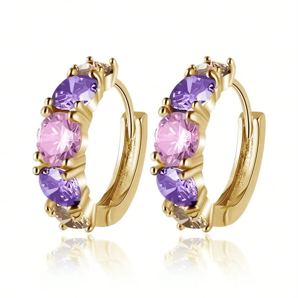 18k Elegant Crystal Hoop Earrings