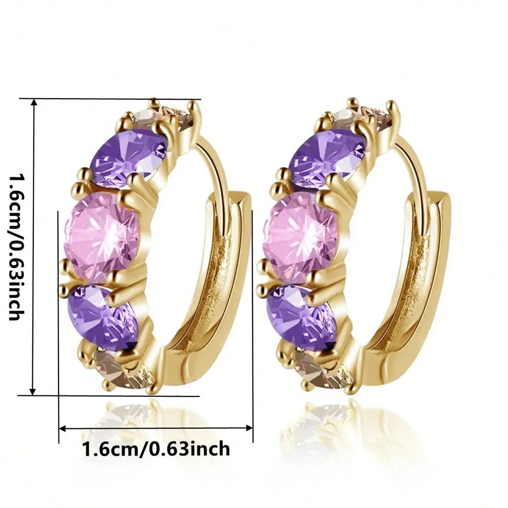 18k Elegant Crystal Hoop Earrings