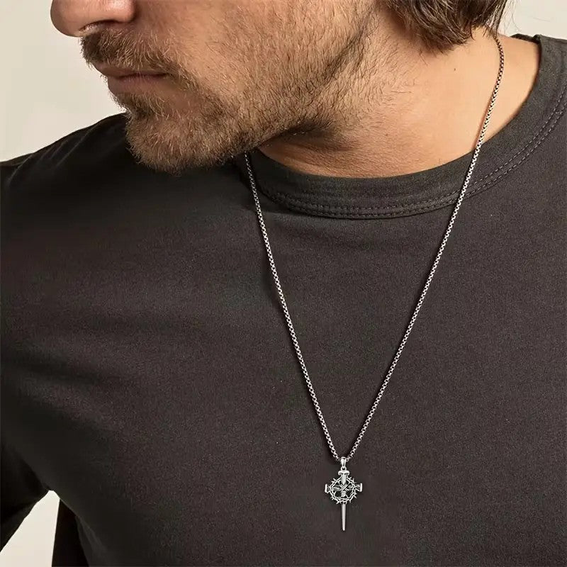 Gothic Crown of Thorns Cross Necklace