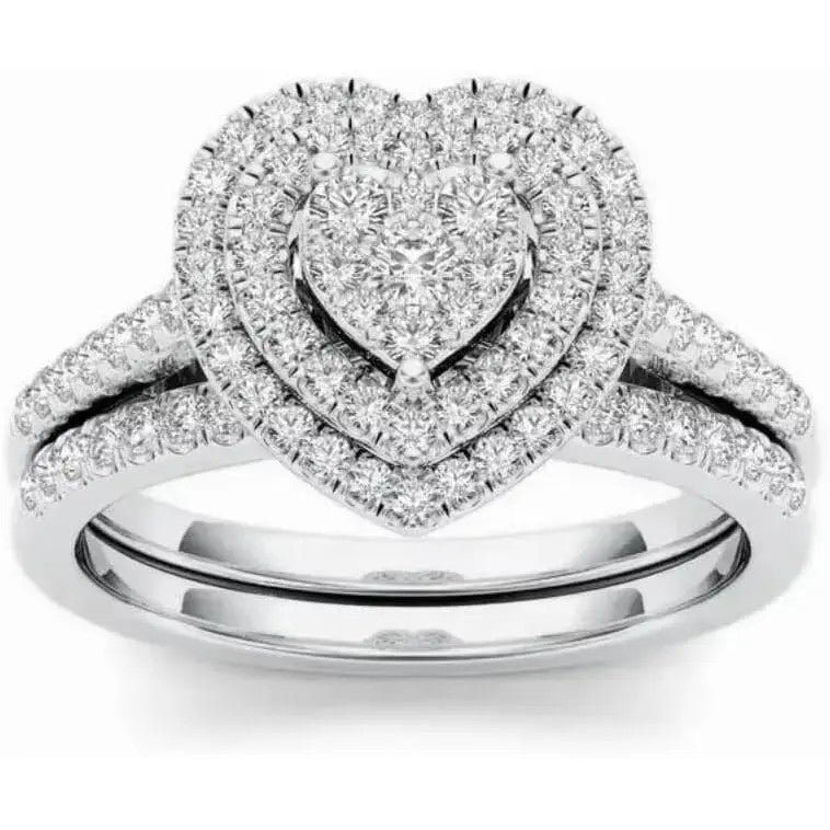 Elegant Heart Ring Set
