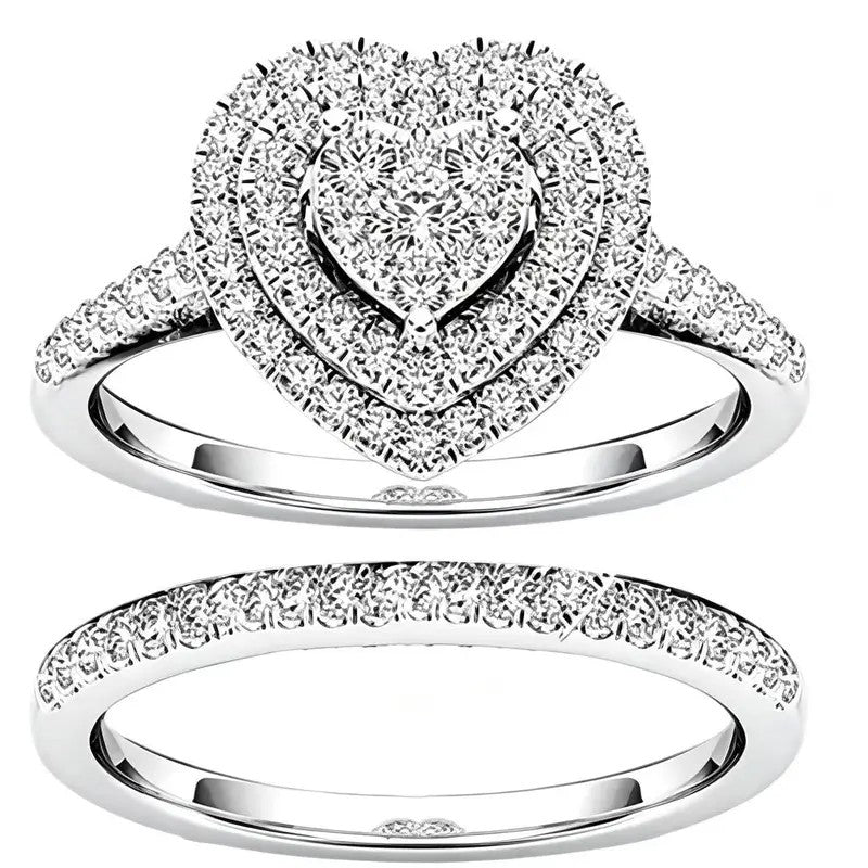 Elegant Heart Ring Set