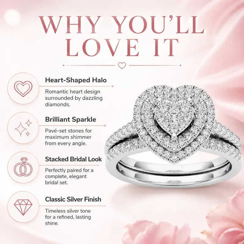 Elegant Heart Ring Set