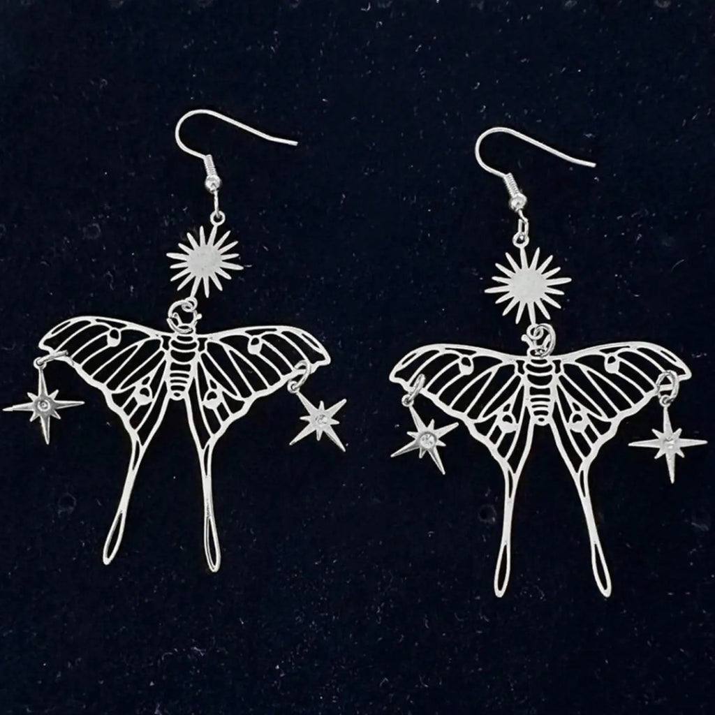 18k Vintage Moth Drop Earrings