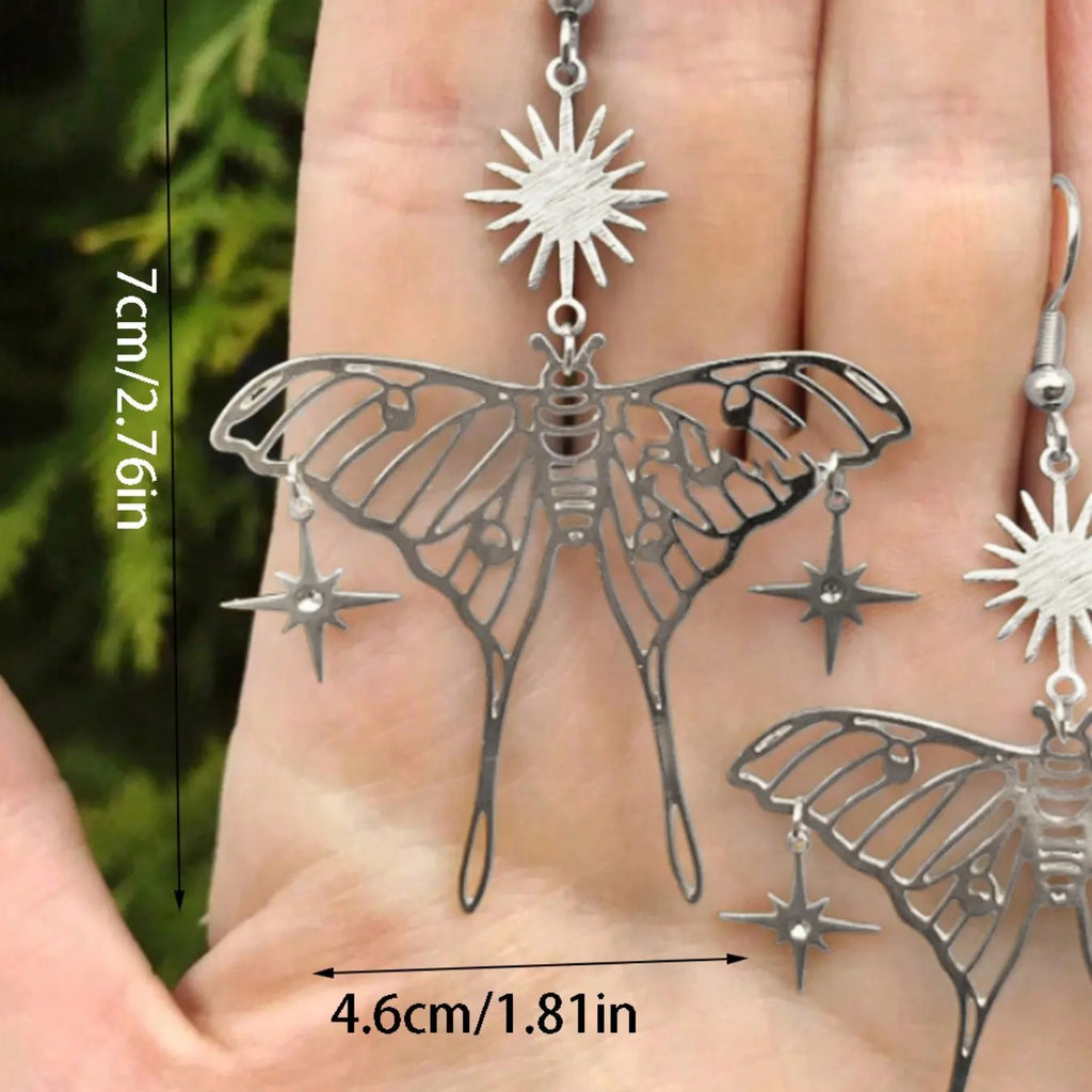 18k Vintage Moth Drop Earrings