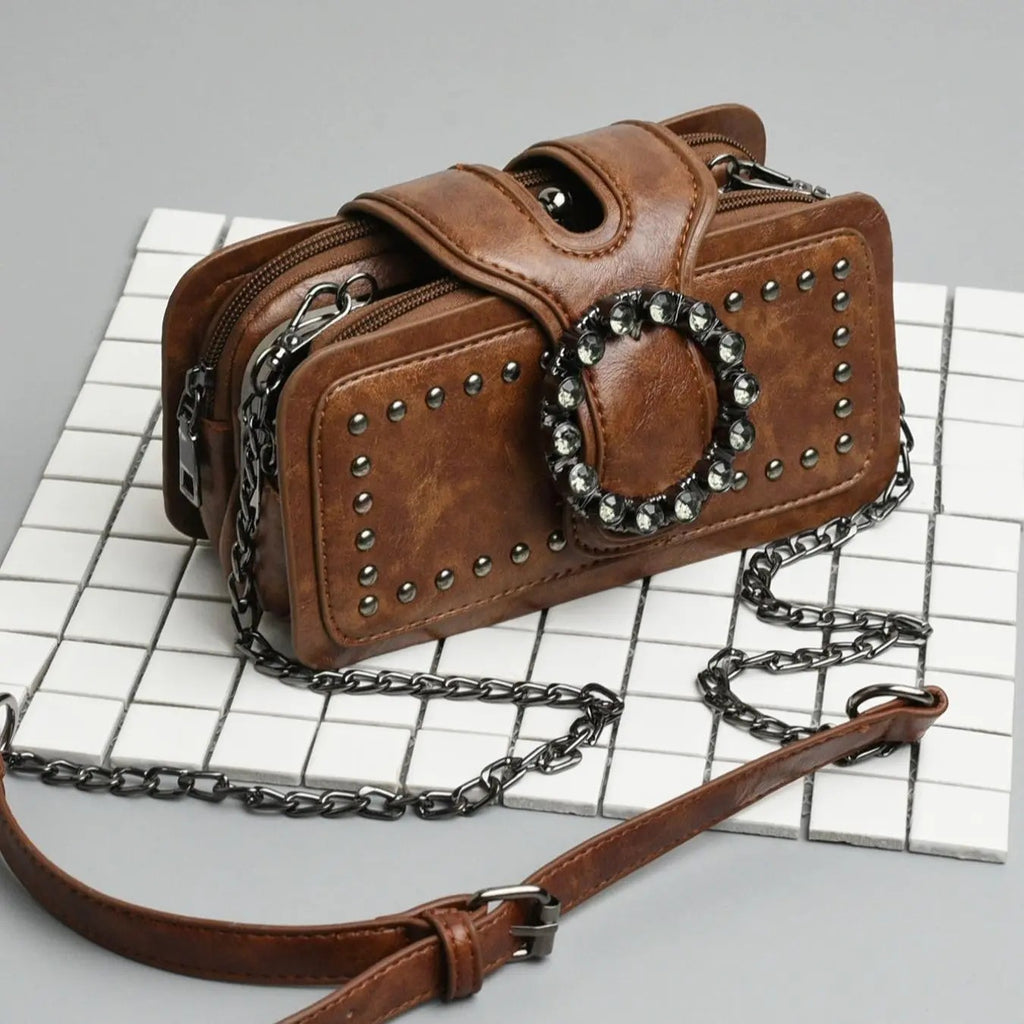 Elegant Studded Square Crossbody Bag