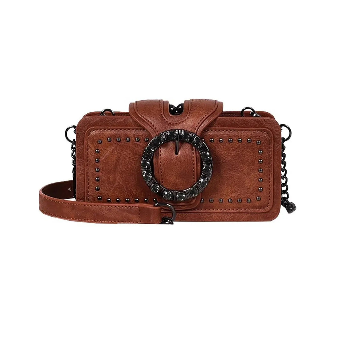 Elegant Studded Square Crossbody Bag