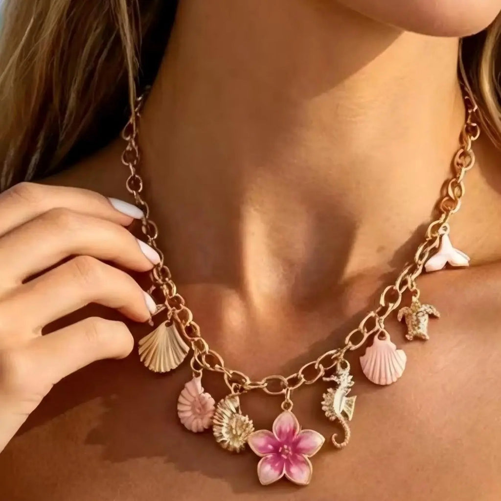 18k Boho Ocean Charm Necklace