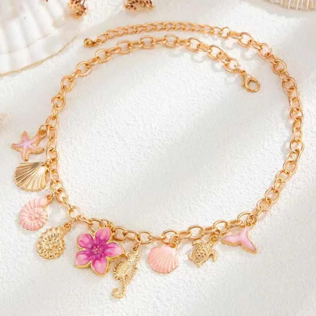 18k Boho Ocean Charm Necklace