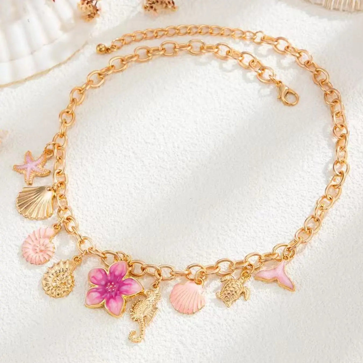 18k Boho Ocean Charm Necklace