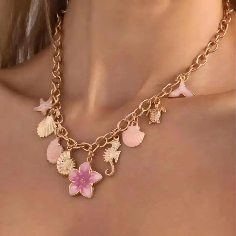 18k Boho Ocean Charm Necklace